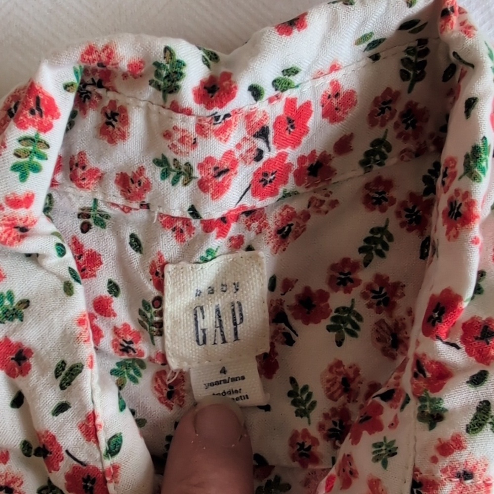 babyGap pretty autumn floral rayon collared shirt dress 4T toddler girls - Picture 2 of 6